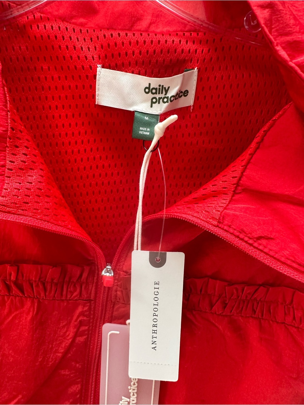 NWT Anthropologie Daily Practice Bright Red Half-Zip Anorak Windbreaker Size M - Picture 7 of 7
